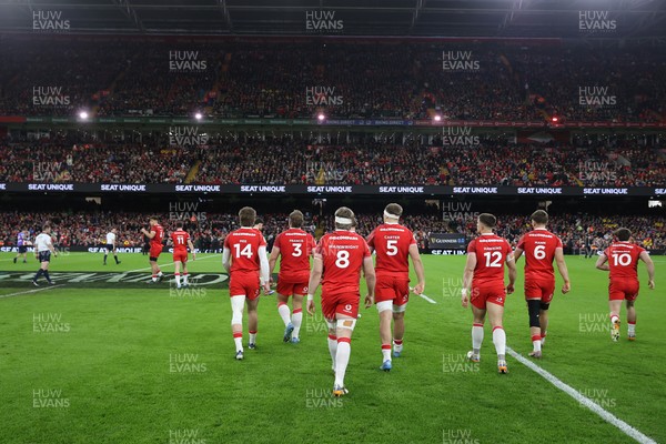 140326 - Wales v Italy - Guinness Six Nations Championship - Wales walk onto the field