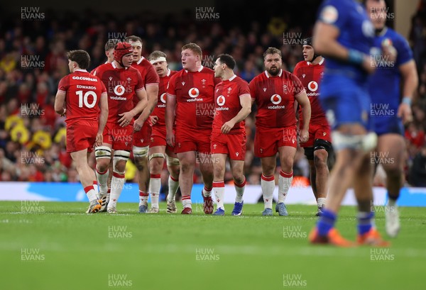 140326 - Wales v Italy - Guinness Six Nations Championship - Rhys Carre, Tomos Williams, Tomas Francis of Wales 