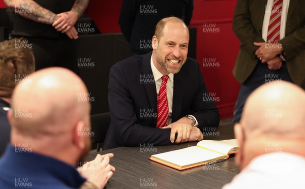 140326 - Wales v Italy, Guinness Six Nations 2026 - HRH The Prince of Wales meets disabled and injured players in the Presidents Lounge and discusses their involvement with Welsh Rugby Union Charitable Trust after the match
