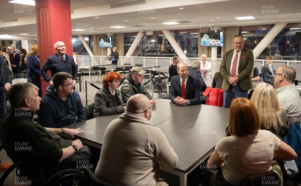 140326 - Wales v Italy, Guinness Six Nations 2026 - HRH The Prince of Wales meets disabled and injured players in the Presidents Lounge and discusses their involvement with Welsh Rugby Union Charitable Trust after the match