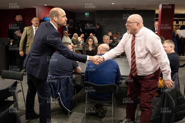 140326 - Wales v Italy, Guinness Six Nations 2026 - HRH The Prince of Wales meets disabled and injured players in the Presidents Lounge and discusses their involvement with Welsh Rugby Union Charitable Trust after the match