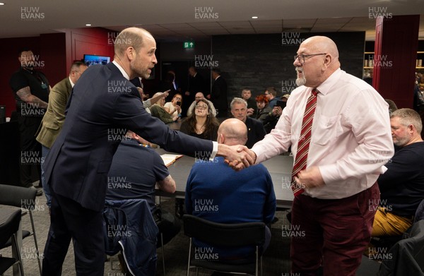 140326 - Wales v Italy, Guinness Six Nations 2026 - HRH The Prince of Wales meets disabled and injured players in the Presidents Lounge and discusses their involvement with Welsh Rugby Union Charitable Trust after the match