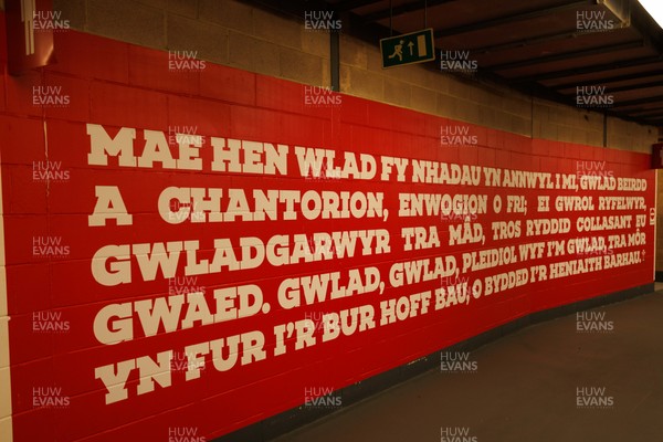 140326 - Wales v Italy - Guinness Six Nations - Welsh National Anthem in concourse of Principality Stadium