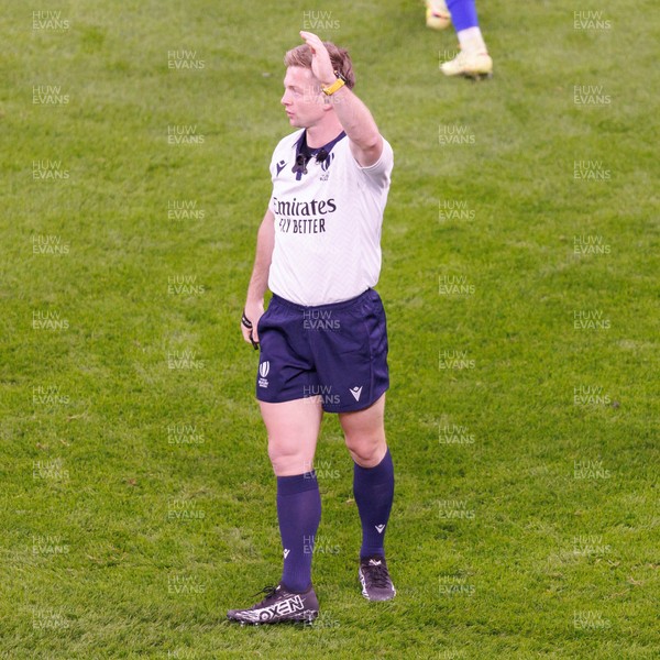 140326 - Wales v Italy - Guinness Six Nations - Referee Christophe Ridley