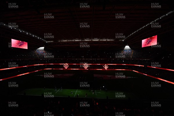 140326 - Wales v Italy - Guinness Men's Six Nations - Flame show before the match