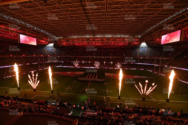 140326 - Wales v Italy - Guinness Men's Six Nations - Flame show before the match