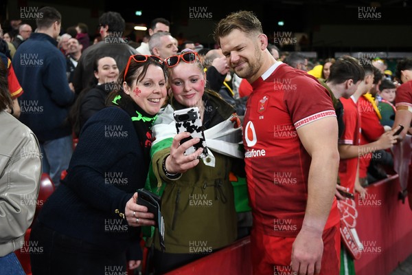140326 - Wales v Italy - Guinness Men's Six Nations - Olly Cracknell of Wales with fans at full time