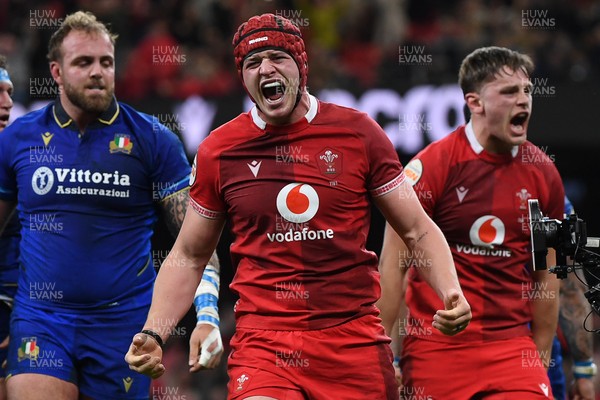 140326 - Wales v Italy - Guinness Men's Six Nations - James Botham of Wales celebrates