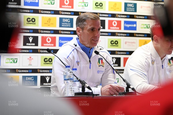 140326 - Wales v Italy - Guinness Men's Six Nations - Italy head coach, Gonzalo Quesada speaks in the post match press conference  