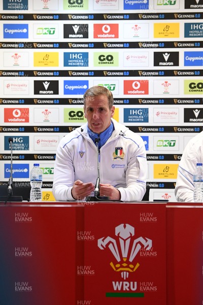 140326 - Wales v Italy - Guinness Men's Six Nations - Italy head coach, Gonzalo Quesada speaks in the post match press conference  