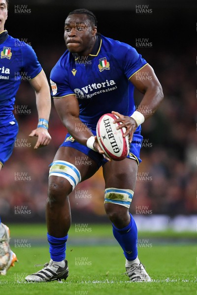 140326 - Wales v Italy - Guinness Men's Six Nations - David Odiase of Italy