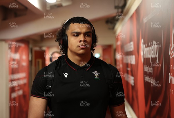 160324 - Wales v Italy - Guinness 6 Nations 2024 - Mackenzie Martin of Wales arrives at the stadium