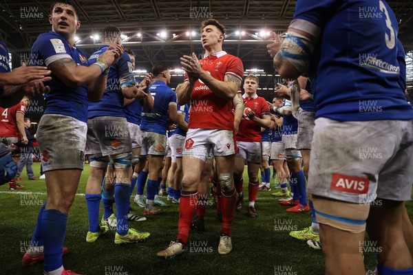 160324 - Wales v Italy - Guinness 6 Nations 2024 - Josh Adams of Wales at full time