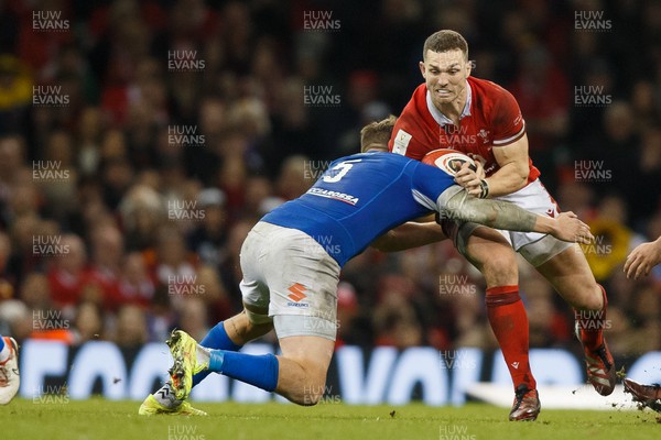 160324 - Wales v Italy - Guinness Six Nations - George North of Wales is tackled by Federico Ruzza of Italy