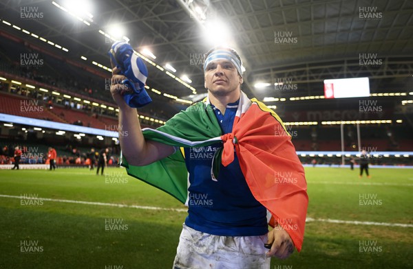 160324 - Wales v Italy - Guinness Six Nations - Danilo Fischetti of Italy  celebrates after the match