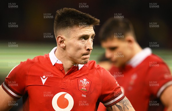 160324 - Wales v Italy - Guinness Six Nations - Josh Adams of Wales  cuts a dejected figure after the match