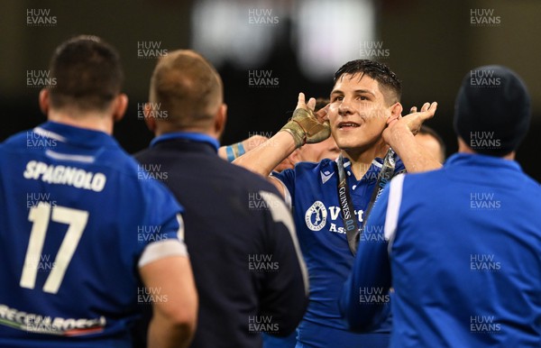 160324 - Wales v Italy - Guinness Six Nations - Juan Ignacio Brex of Italy celebrates after the match