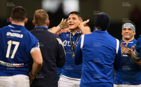 160324 - Wales v Italy - Guinness Six Nations - Juan Ignacio Brex of Italy celebrates after the match