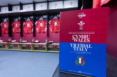 170526 - Wales v Italy, 2026 Guinness Women’s 6 Nations - Wales match jerseys hang in the changing room ahead of the match
