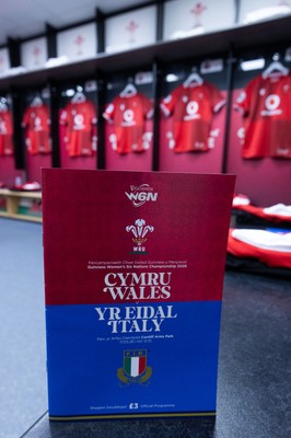 170526 - Wales v Italy, 2026 Guinness Women’s 6 Nations - Wales match jerseys hang in the changing room ahead of the match