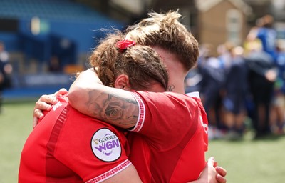 170526 - Wales v Italy, 2026 Guinness Women’s 6 Nations - Gwenllian Pyrs of Wales and Donna Rose of Wales at the end of the match