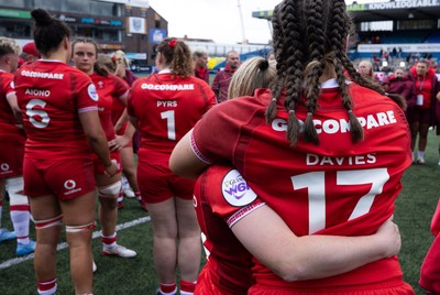 170526 - Wales v Italy, 2026 Guinness Women’s 6 Nations - Seren Lockwood of Wales and Maisie Davies of Wales at the end of the match