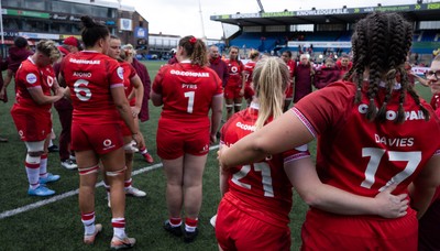 170526 - Wales v Italy, 2026 Guinness Women’s 6 Nations - Seren Lockwood of Wales and Maisie Davies of Wales at the end of the match