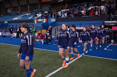 170526 - Wales v Italy, 2026 Guinness Women’s 6 Nations - The Italy team walk out at the start of the match