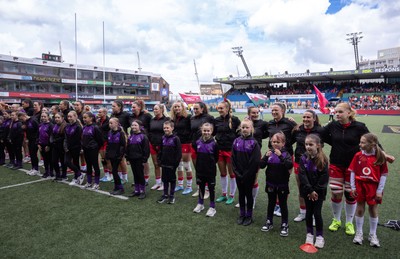 170526 - Wales v Italy, 2026 Guinness Women’s 6 Nations - The Wales team line up for the anthems ahead of the match