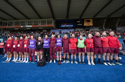 170526 - Wales v Italy, 2026 Guinness Women’s 6 Nations - The Wales management team line up for the anthems ahead of the match