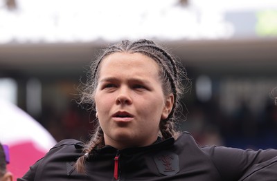 170526 - Wales v Italy, 2026 Guinness Women’s 6 Nations - Maisie Davies of Wales during the anthems