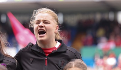 170526 - Wales v Italy, 2026 Guinness Women’s 6 Nations - Bethan Lewis of Wales during the anthems