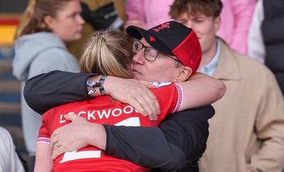 170526 - Wales v Italy, 2026 Guinness Women’s 6 Nations - Seren Lockwood of Wales with family at the end of the match