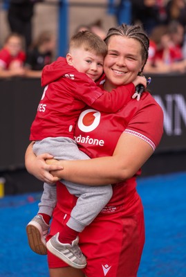 170526 - Wales v Italy, 2026 Guinness Women’s 6 Nations - Maisie Davies of Wales with her nephew