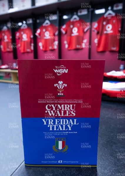 170526 - Wales v Italy, 2026 Guinness Women’s 6 Nations - Wales match jerseys hang in the changing room ahead of the match