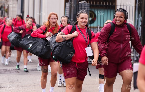 170526 - Wales v Italy, 2026 Guinness Women’s 6 Nations - Maisie Davies of Wales and Sisilia Tuipulotu of Wales arrive at the stadium