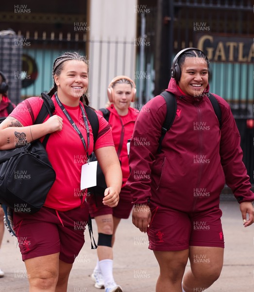 170526 - Wales v Italy, 2026 Guinness Women’s 6 Nations - Maisie Davies of Wales and Sisilia Tuipulotu of Wales arrive at the stadium