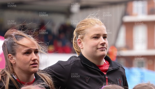 170526 - Wales v Italy, 2026 Guinness Women’s 6 Nations - Bethan Lewis of Wales lines up for the anthems ahead of the match