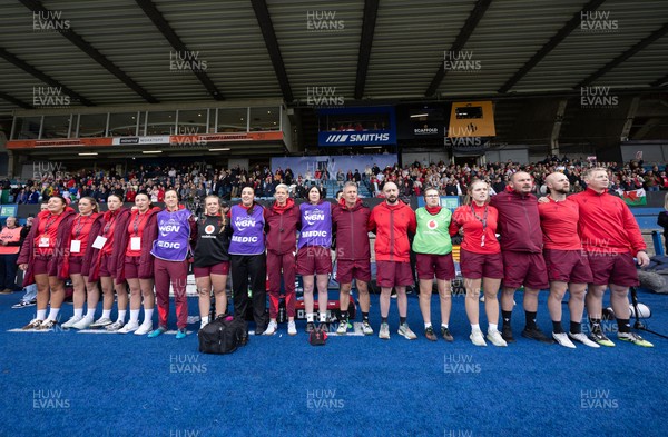 170526 - Wales v Italy, 2026 Guinness Women’s 6 Nations - The Wales management team line up for the anthems ahead of the match
