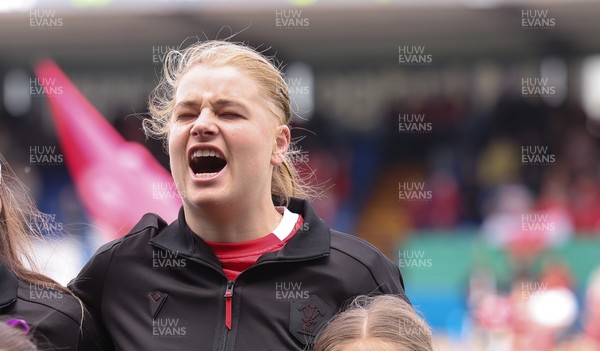 170526 - Wales v Italy, 2026 Guinness Women’s 6 Nations - Bethan Lewis of Wales during the anthems