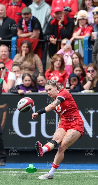 170526 - Wales v Italy, 2026 Guinness Women’s 6 Nations - Keira Bevan of Wales kicks a conversion