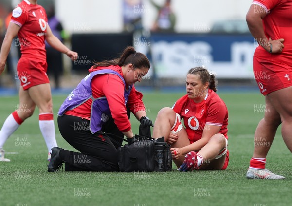 170526 - Wales v Italy, 2026 Guinness Women’s 6 Nations - Elin Drake treats Natalia John of Wales
