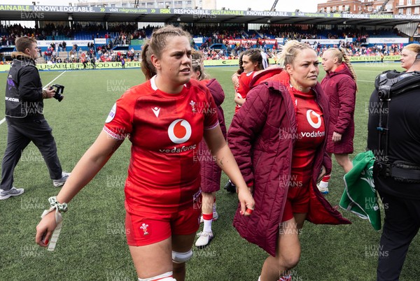 170526 - Wales v Italy, 2026 Guinness Women’s 6 Nations - Natalia John of Wales and Kelsey Jones of Wales at the end of the match