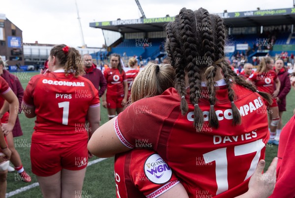 170526 - Wales v Italy, 2026 Guinness Women’s 6 Nations - Seren Lockwood of Wales and Maisie Davies of Wales at the end of the match