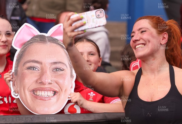 170526 - Wales v Italy, 2026 Guinness Women’s 6 Nations - Georgia Evans of Wales with fans
