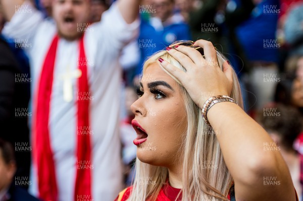 190322  - Wales v Italy - Guinness Six Nations  - A Welsh fan reacts at the final whistle 