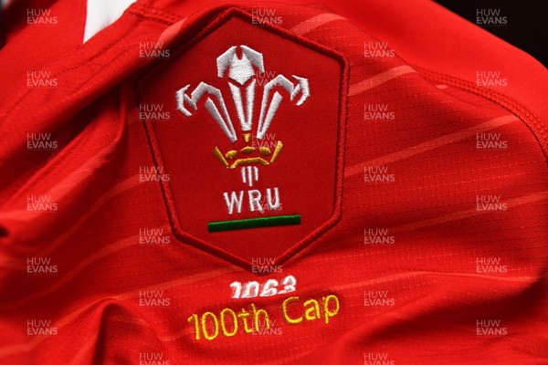 190322 - Wales v Italy - Guinness Six Nations - Dan Biggar of Wales jersey in the dressing room