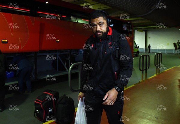 190322 - Wales v Italy - Guinness Six Nations - Taulupe Faletau of Wales arrives