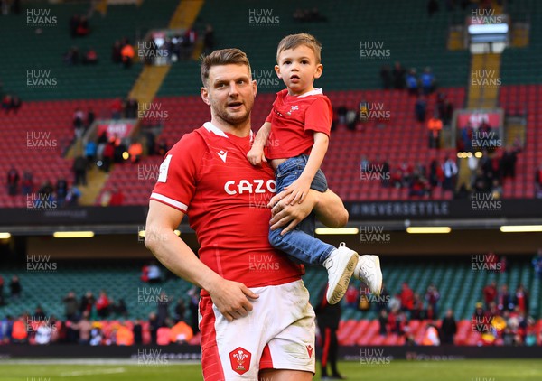 190322 - Wales v Italy - Guinness Six Nations - Dan Biggar of Wales with son James after the game