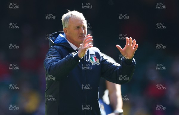 190322 Wales v Italy, Guinness Six Nations 2022 - Italy head coach Kieran Crowley during warm up ahead of the match